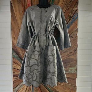 Anthropologie Hei Hei long green eyelet cotton jacket/anorak Sz M